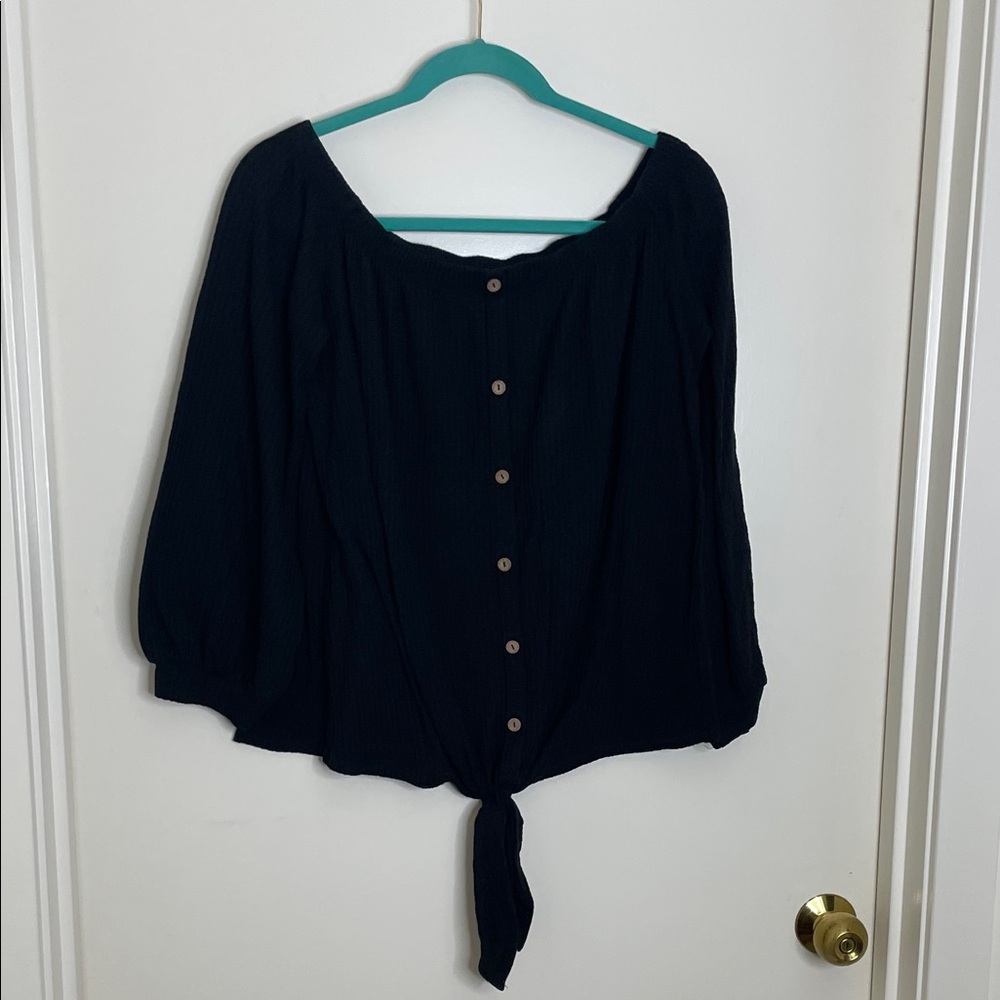 Black Knit Off the Shoulder Top